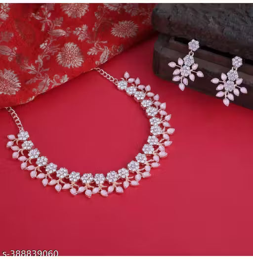 CZ STONE NECKLACE WITH EARRING WOMAN JEWELLY SET