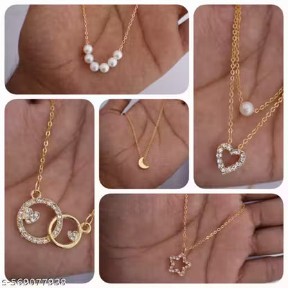 shimmering beautifull pack of 5 necklace for girls and womens
